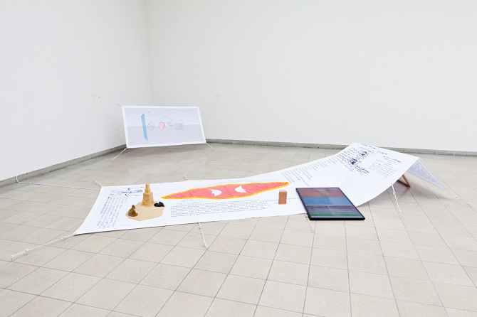 Ausstellungansicht Plattform17 – A Winter School: Mohamed Abdelkarim, Nothing Flashes From the Other Court, Except a Little, 2017