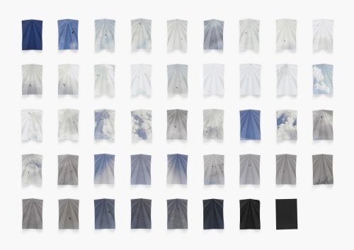 As the day unfolded, Collaboration with Anina Yoko Gantenbein,
45 unfolded paper planes, 110 x 30cm, 2013