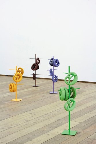 untitled (pretzels), salt dough, pigments, metal,
lacquer, 2012