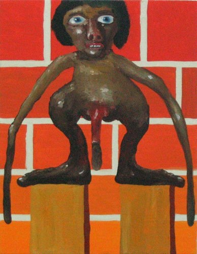 Touche moi la patte devant brickmural, Huile sur toile,
45 × 35 cm, 2010