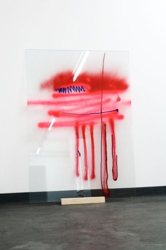 SP1, Glas, Holz, Spray, Acryl, 90 x 128 cm, 2011