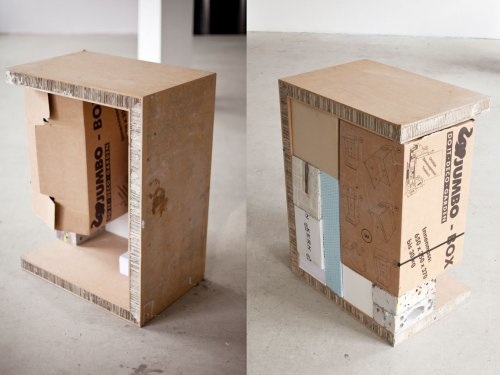 Untitled, Karton, Papier, Styroform, Bachstein, 60 x 90 x 110 cm, 2010