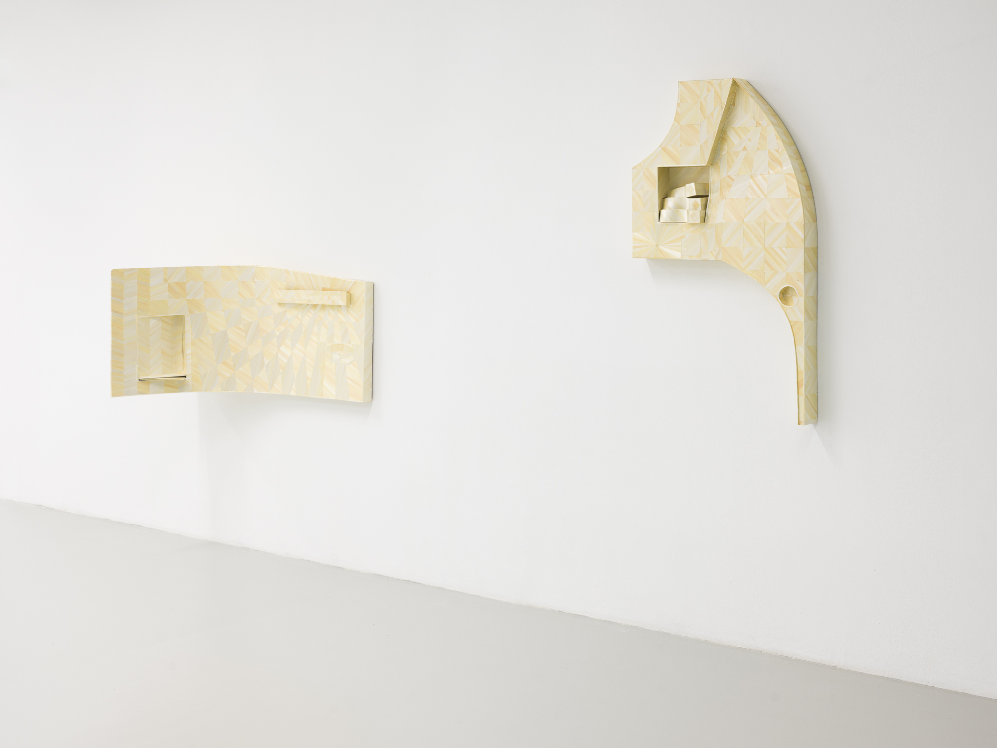 Anna Christen, *Folded Secrets* & *Staged Desire*, 2025. Plattform25, exhibition view, Centre d’art Neuchâtel, 2025. Photo: Sébastien Verdon.