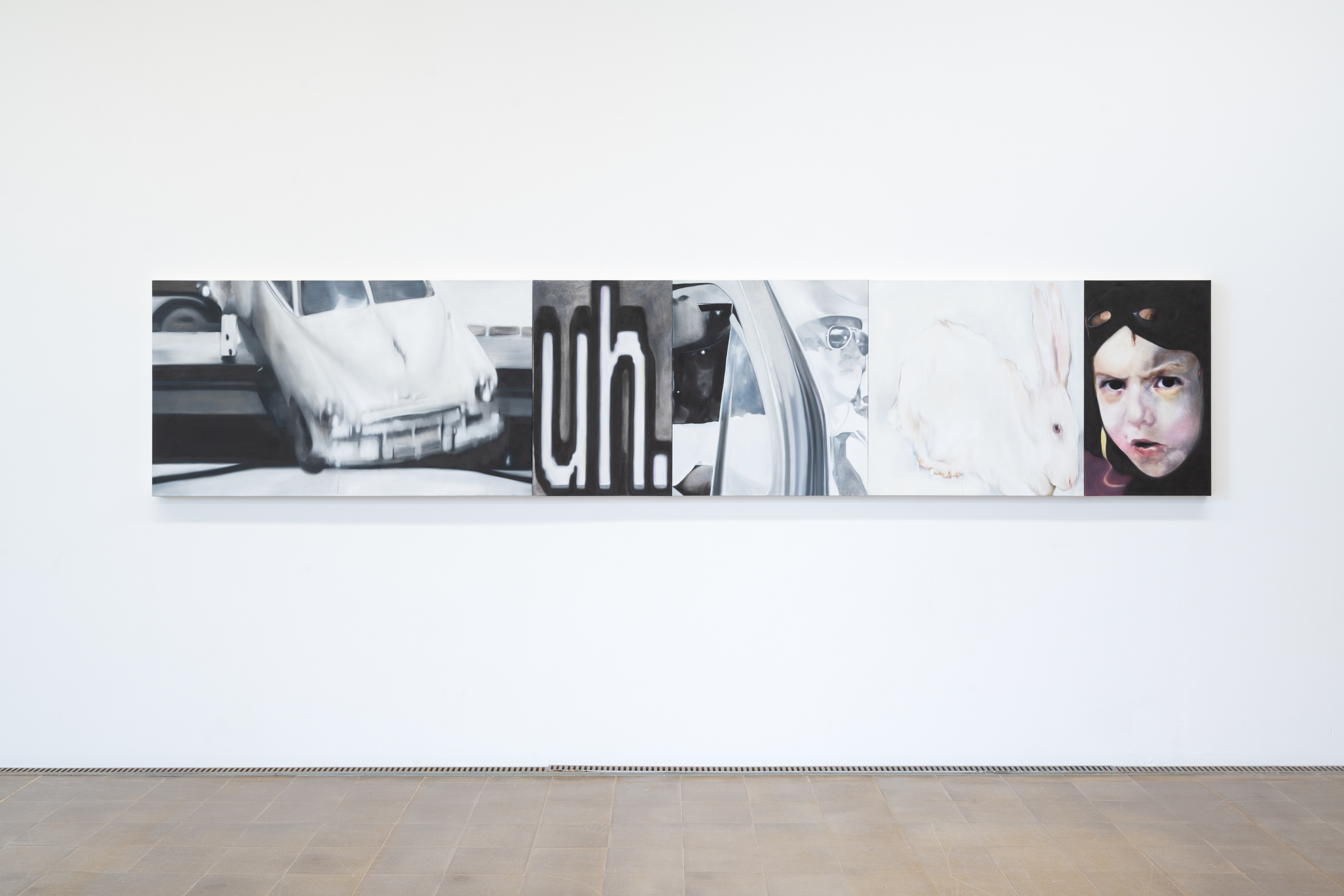 Julie Richard, *Uh.*, 2025-26. Oil on canvas, 85 × 418 cm. Photo: Finn Curry.